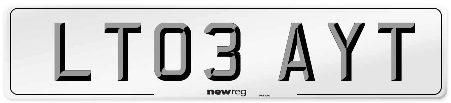 LT03 AYT Number Plate from New Reg
